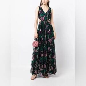 Marchesa Notte Keyhole Back Floral Gown Maxi Embroidery NWT Size 0 Wedding, Prom